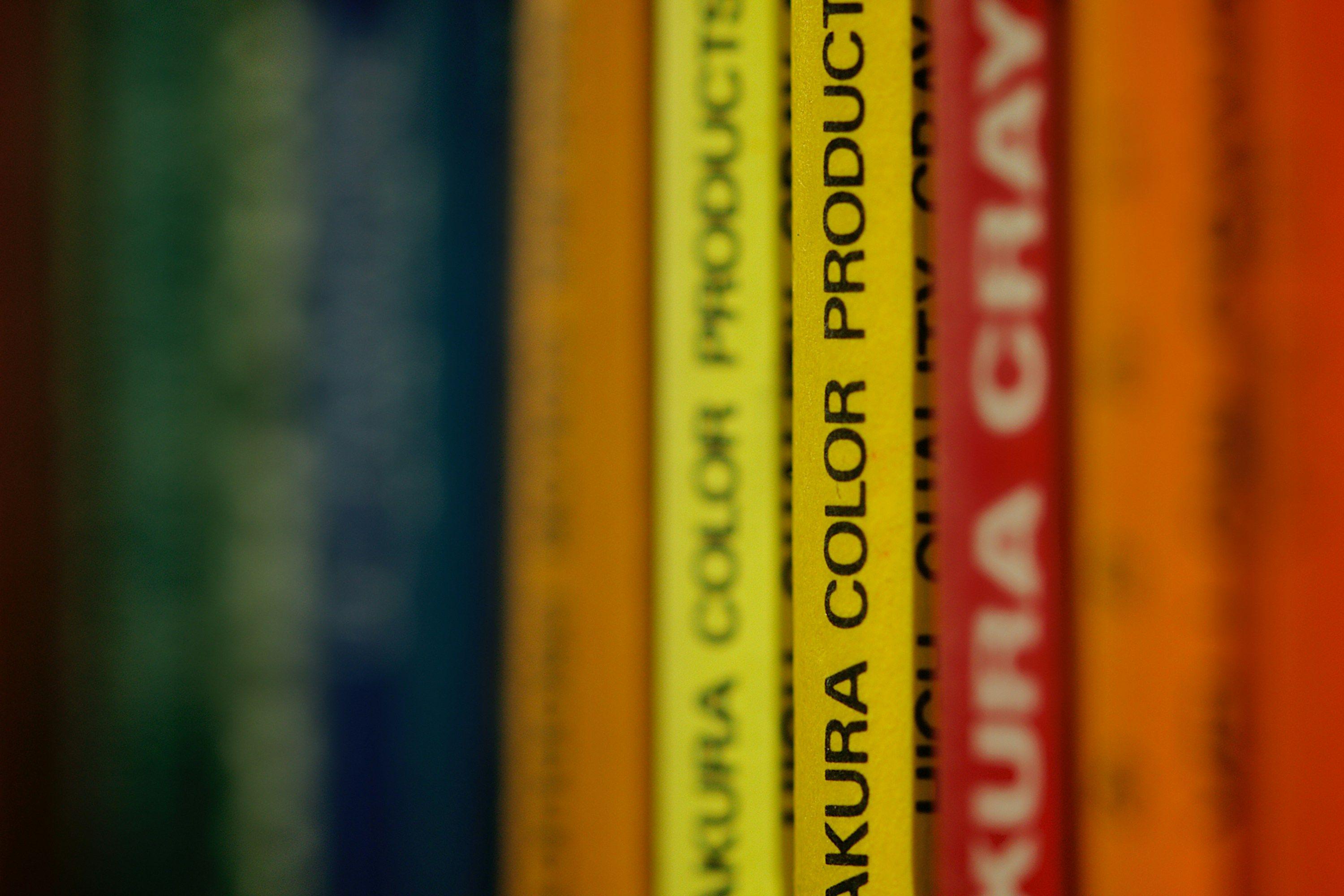 a close up of a row of books