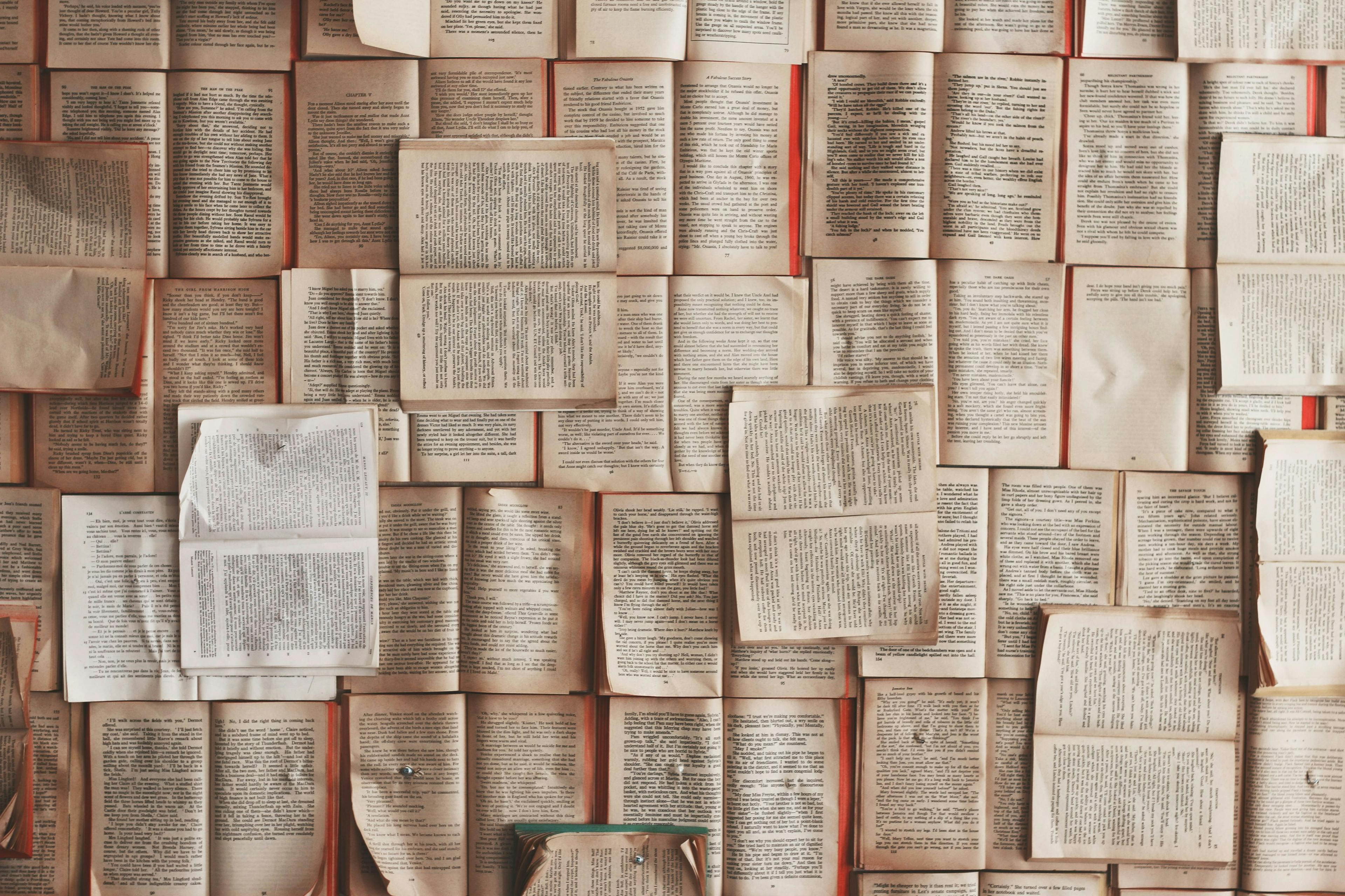 old books on a wall