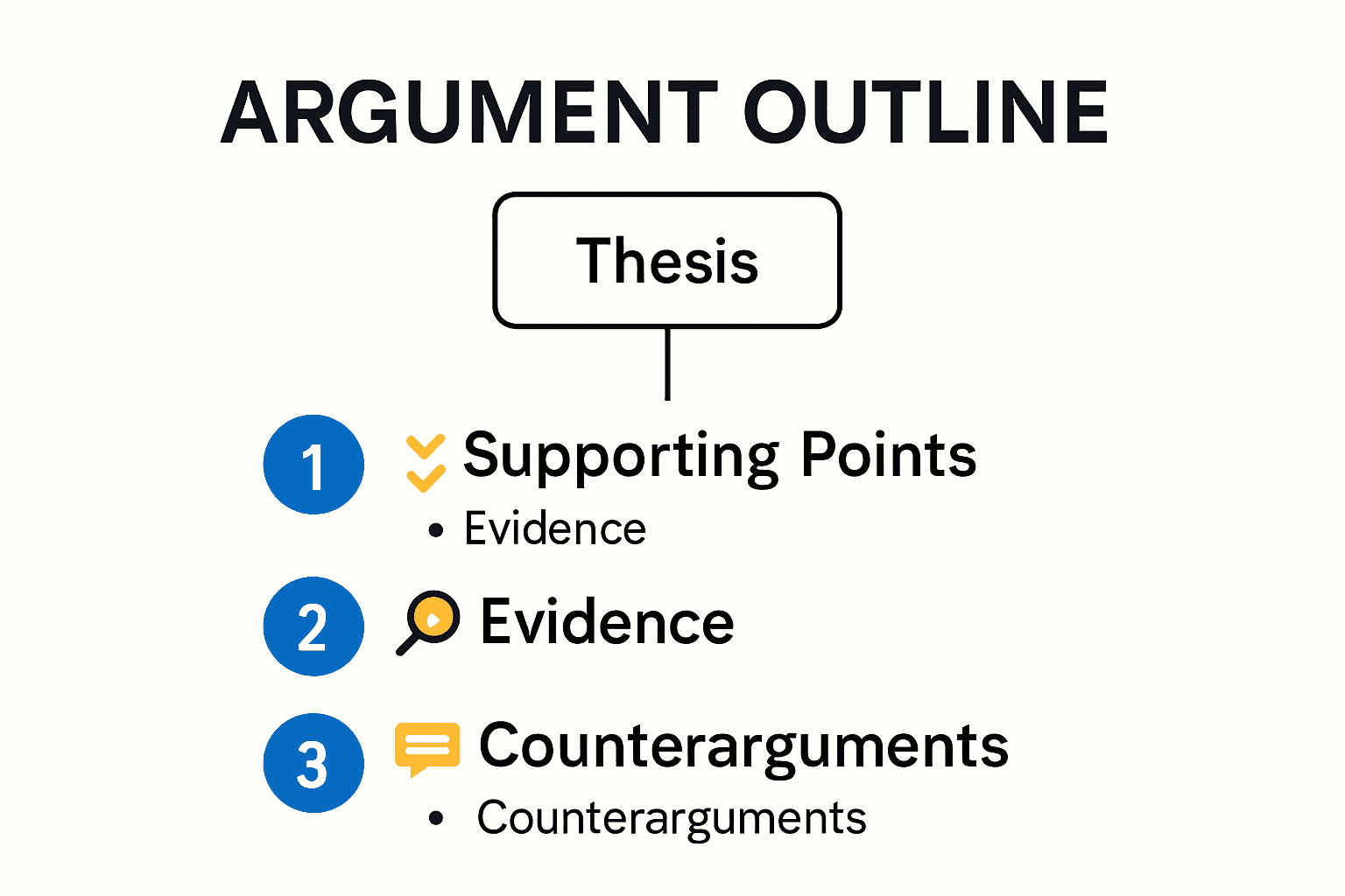 Infographic showing main components of argument outline