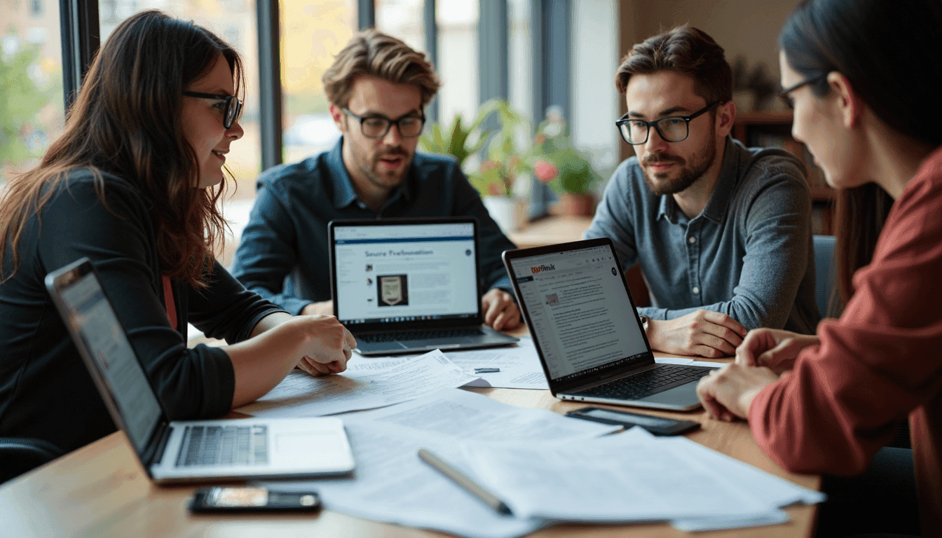 Graduate students collaboratively evaluating research sources and data