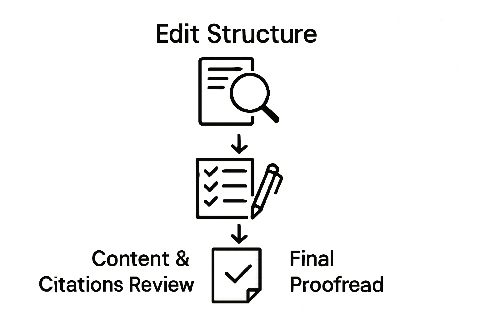 Three-step academic proofreading infographic