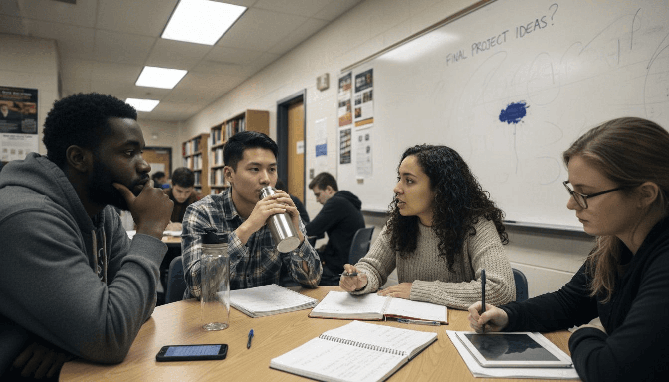 Students discussing ideas with mutual respect