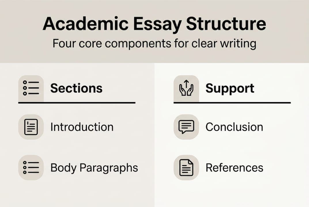 Infographic of academic essay core sections