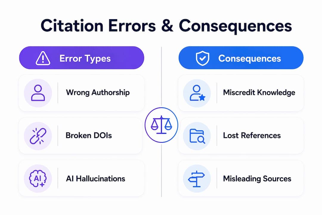 Infographic comparing citation errors and consequences