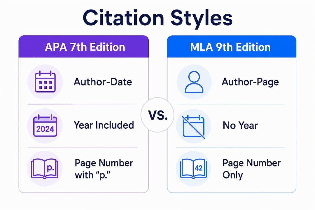 Infographic comparing APA and MLA citation styles